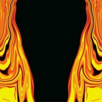 A black and yellow flames fluid background with a pattern of stripes and lines vector