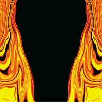 A black and yellow flames fluid background with a pattern of stripes and lines vector