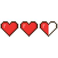 Pixel game life bar. Heart pixel art. Vector icon