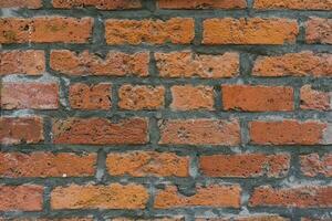 Old brick wall of red brick. Copy space background photo