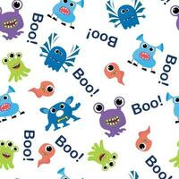 Seamless pattern with monster.  Word boo. Vector illustraiton