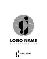 Initial OJ negative space logo with circle template vector