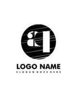 Initial AQ negative space logo with circle template vector