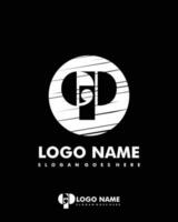 Initial EP negative space logo with circle template vector