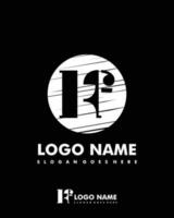 Initial KF negative space logo with circle template vector