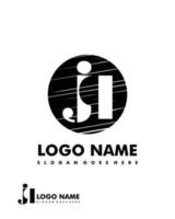 Initial JQ negative space logo with circle template vector