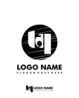 Initial TQ negative space logo with circle template vector