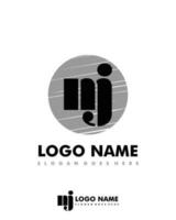 Initial MJ negative space logo with circle template vector