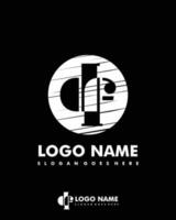 Initial DF negative space logo with circle template vector