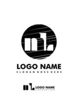 Initial ML negative space logo with circle template vector