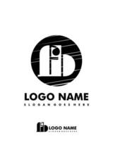 Initial FB negative space logo with circle template vector