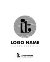 Initial IT negative space logo with circle template vector