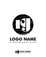 Initial RG negative space logo with circle template vector