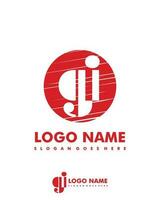 Initial GI negative space logo with circle template vector