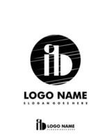 Initial IB negative space logo with circle template vector