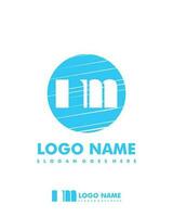 Initial NM negative space logo with circle template vector