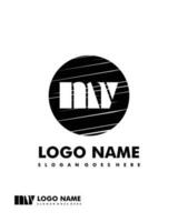 Initial MV negative space logo with circle template vector