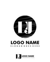 Initial PG negative space logo with circle template vector