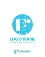 Initial PR negative space logo with circle template vector