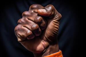 african american hand clenched into a fist photo