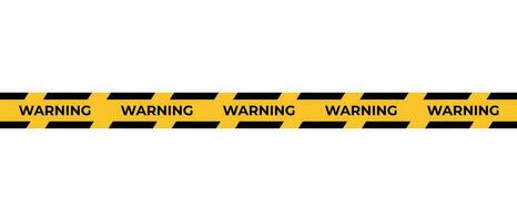 Warning tape. Horizontal seamless borders. Black and yellow line striped. Vector illustration