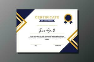 geometric blue and brown certificate of achievement vector template