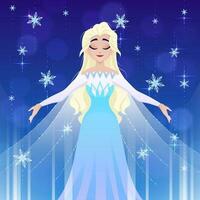 Beautiful Snow Princess With Ice Magic vector