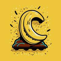 plátano chocolate logo vector ilustración amarillo antecedentes