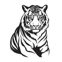 Simple black and white tiger silhouette isolated on white background vector