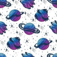 Seamless pattern with space sky and planets vector