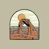 Arches National Park Vintage graphic illustration vector for t-shirt, badge, patch design