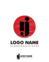 Initial NJ negative space logo with circle template vector