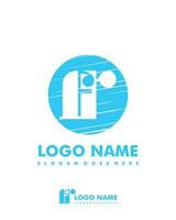 Initial FR negative space logo with circle template vector