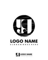 Initial YG negative space logo with circle template vector