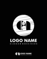 Initial OA negative space logo with circle template vector