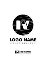 Initial RV negative space logo with circle template vector