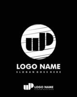 Initial WP negative space logo with circle template vector