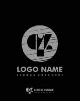 Initial QZ negative space logo with circle template vector