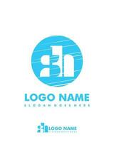 Initial SH negative space logo with circle template vector