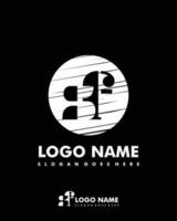 Initial SF negative space logo with circle template vector