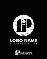 Initial FP negative space logo with circle template vector