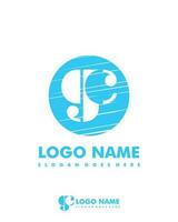 Initial GC negative space logo with circle template vector