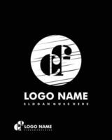 Initial CF negative space logo with circle template vector