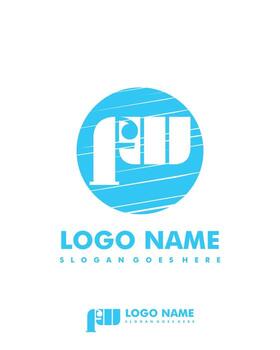 Initial FW negative space logo with circle template vector