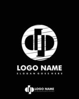 Initial DP negative space logo with circle template vector