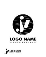 Initial JV negative space logo with circle template vector