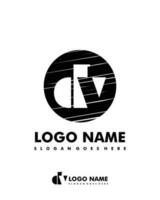 Initial DV negative space logo with circle template vector