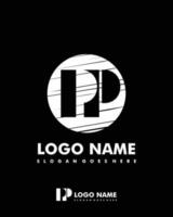 Initial PP negative space logo with circle template vector