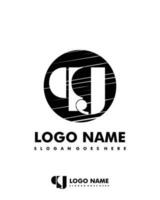 Initial QG negative space logo with circle template vector