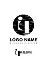 Initial IQ negative space logo with circle template vector